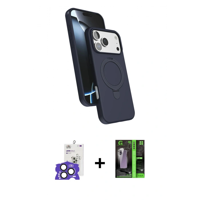 MARSİLYAN™- iPhone 17 Pro Max Kılıf İz Işık Koleksiyonu - Siyah 360 Mat Full Body Arka Koruyucu + Bilvis Titan Kamera Lens - NLGY