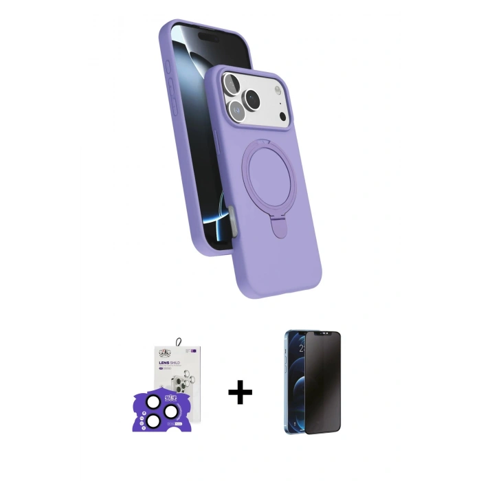 MARSİLYAN™- iPhone 17 Pro Max Kılıf İz Işık Koleksiyonu - Siyah 3D Antistatik Hayalet Cam Ekran Koruyucu + Bilvis Titan Kamera Lens - LT