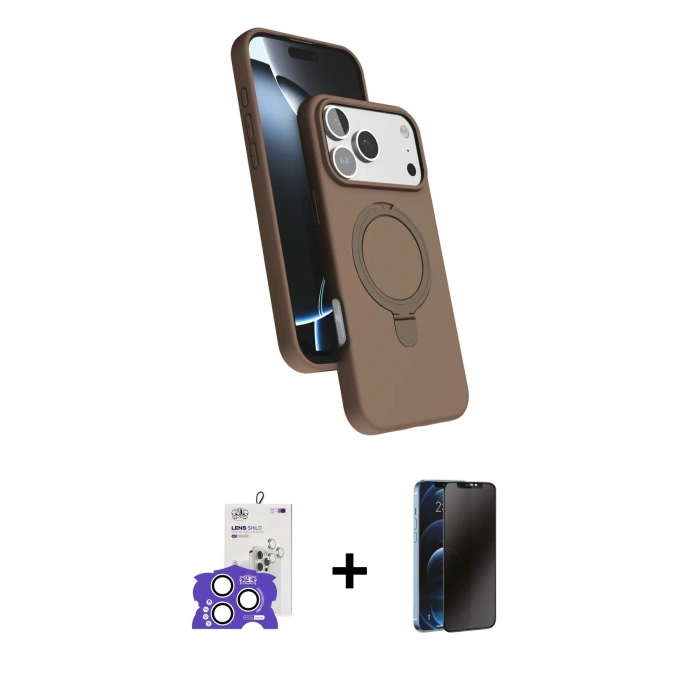 MARSİLYAN™- iPhone 17 Pro Max Kılıf İz Işık Koleksiyonu - Siyah 3D Antistatik Hayalet Cam Ekran Koruyucu + Bilvis Titan Kamera Lens - GS