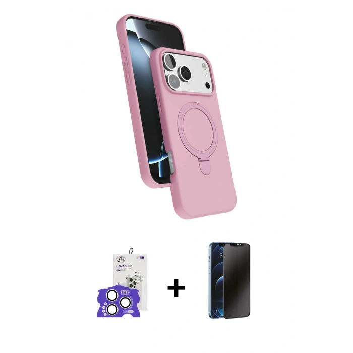 MARSİLYAN™- iPhone 17 Pro Max Kılıf İz Işık Koleksiyonu - Siyah 3D Antistatik Hayalet Cam Ekran Koruyucu + Bilvis Titan Kamera Lens - GS