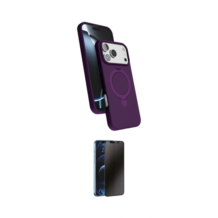 MARSİLYAN™- iPhone 17 Pro Max Kılıf İz Işık Koleksiyonu - Siyah 3D Antistatik Hayalet Cam Ekran Koruyucu