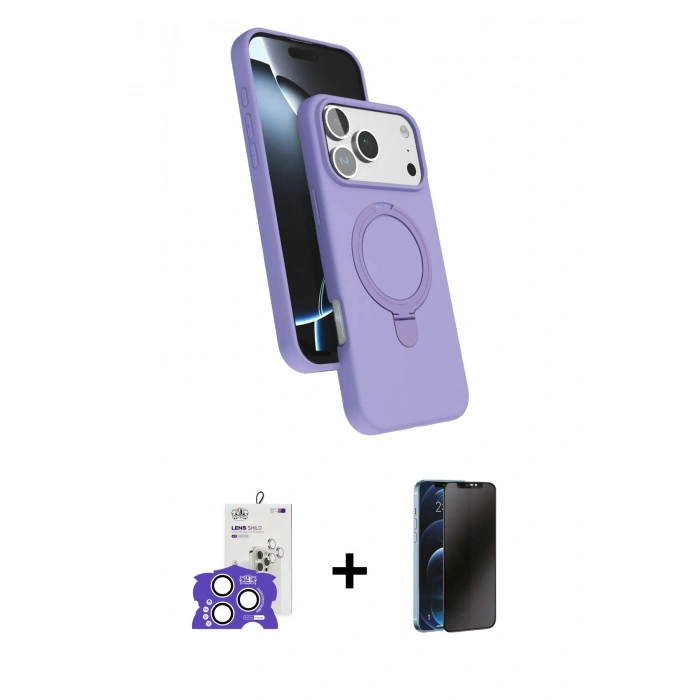 MARSİLYAN™- iPhone 17 Pro Max Kılıf İz Işık Koleksiyonu - Siyah 3D Antistatik Hayalet Cam Ekran Koruyucu + Bilvis Titan Kamera Lens - GS