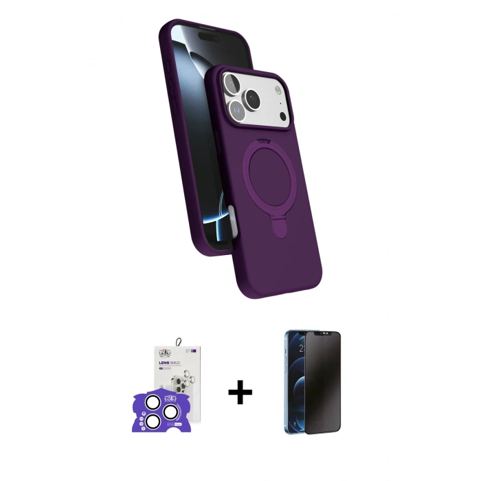 MARSİLYAN™- iPhone 17 Pro Max Kılıf İz Işık Koleksiyonu - Siyah 3D Antistatik Hayalet Cam Ekran Koruyucu + Bilvis Titan Kamera Lens - GS