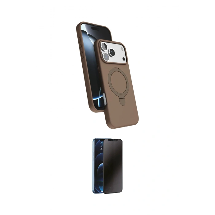 MARSİLYAN™- iPhone 17 Pro Max Kılıf İz Işık Koleksiyonu - Siyah 3D Antistatik Hayalet Cam Ekran Koruyucu