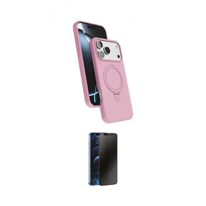 MARSİLYAN™- iPhone 17 Pro Max Kılıf İz Işık Koleksiyonu - Siyah 3D Antistatik Hayalet Cam Ekran Koruyucu