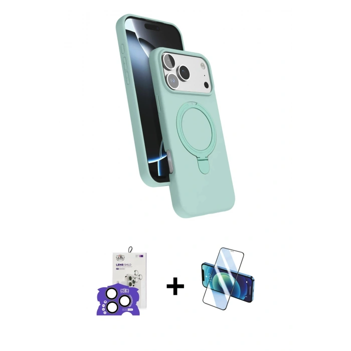 MARSİLYAN™- iPhone 17 Pro Max Kılıf İz Işık Koleksiyonu - Siyah 3D Antistatik Seramik Nano Ekran Koruyucu + Natural Grey Bilvis Titan Kamera Lens