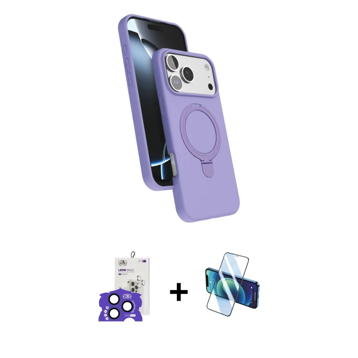 MARSİLYAN™- iPhone 17 Pro Max Kılıf İz Işık Koleksiyonu - Siyah 3D Antistatik Seramik Nano Ekran Koruyucu + Bilvis Titan Kamera Lens - LT