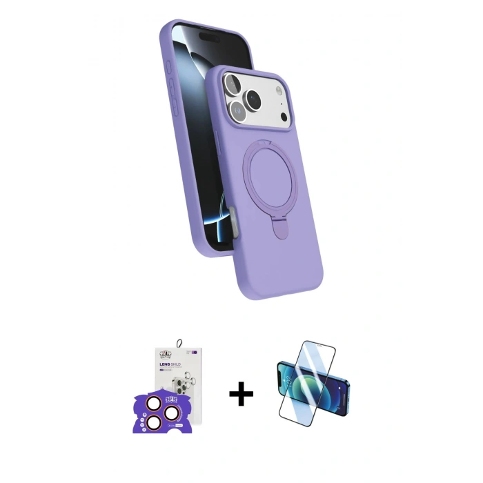 MARSİLYAN™- iPhone 17 Pro Max Kılıf İz Işık Koleksiyonu - Siyah 3D Antistatik Seramik Nano Ekran Koruyucu + Turuncu Bilvis Titan Kamera Lens