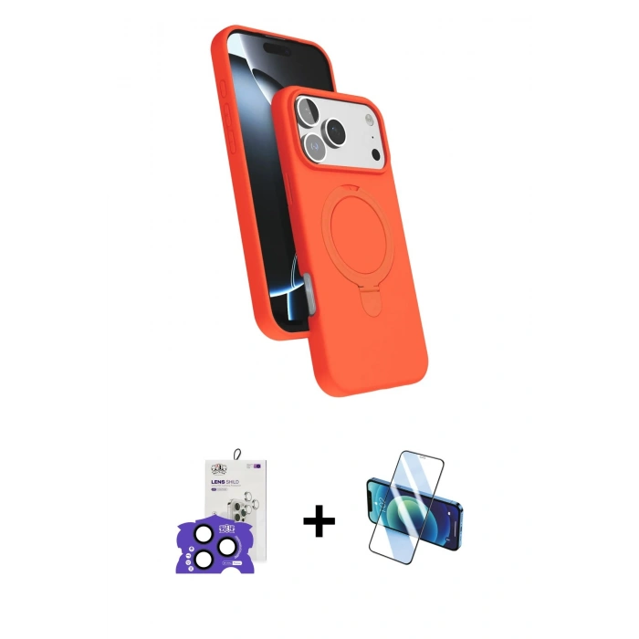 MARSİLYAN™- iPhone 17 Pro Max Kılıf İz Işık Koleksiyonu - Siyah 3D Antistatik Seramik Nano Ekran Koruyucu + Bilvis Titan Kamera Lens - LT