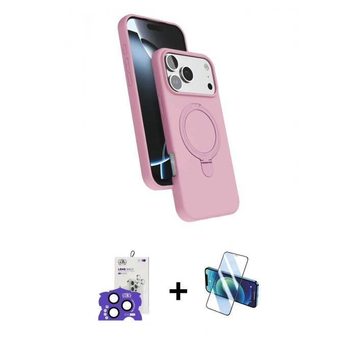 MARSİLYAN™- iPhone 17 Pro Max Kılıf İz Işık Koleksiyonu - Siyah 3D Antistatik Seramik Nano Ekran Koruyucu + Bilvis Titan Kamera Lens - LT