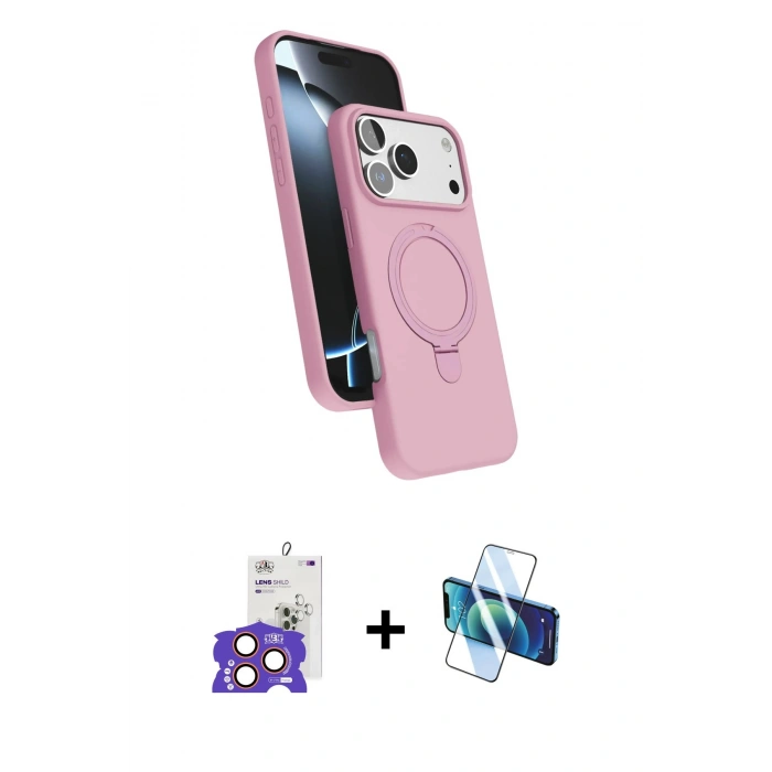 MARSİLYAN™- iPhone 17 Pro Max Kılıf İz Işık Koleksiyonu - Siyah 3D Antistatik Seramik Nano Ekran Koruyucu + Turuncu Bilvis Titan Kamera Lens