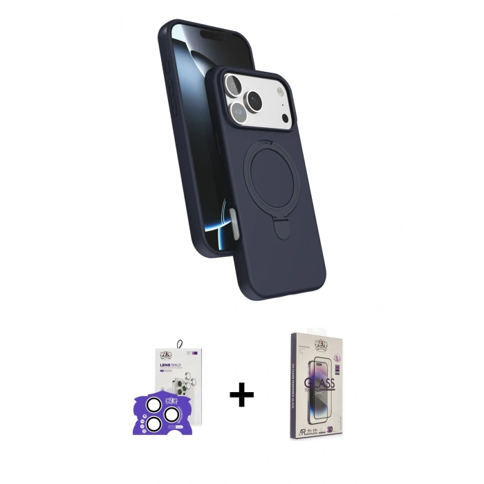MARSİLYAN™- iPhone 17 Pro Max Kılıf İz Işık Koleksiyonu - Siyah Bilvis 3D Cam Ekran Koruyucu + Bilvis Titan Kamera Lens - GS