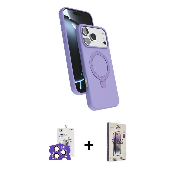 MARSİLYAN™- iPhone 17 Pro Max Kılıf İz Işık Koleksiyonu - Siyah Bilvis 3D Cam Ekran Koruyucu + Turuncu Bilvis Titan Kamera Lens