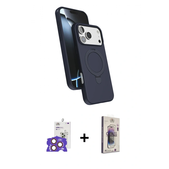 MARSİLYAN™- iPhone 17 Pro Max Kılıf İz Işık Koleksiyonu - Siyah Bilvis 3D Cam Ekran Koruyucu + Turuncu Bilvis Titan Kamera Lens