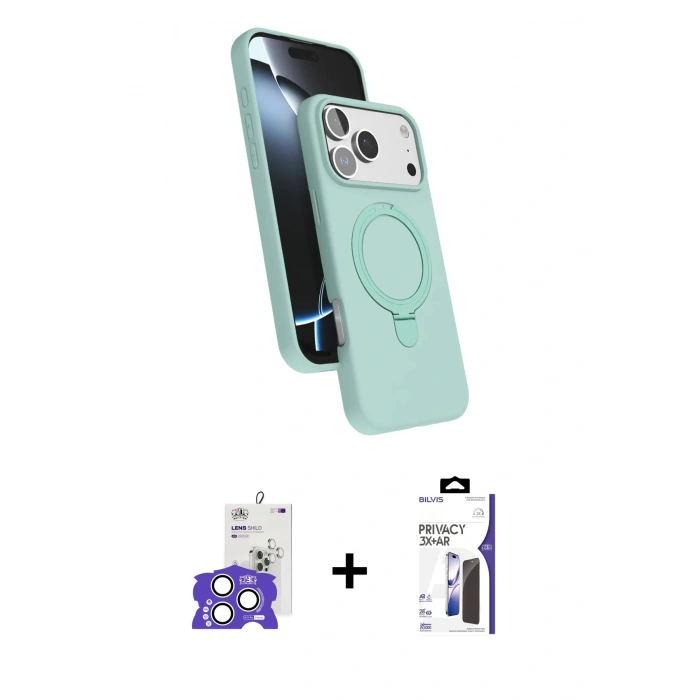 MARSİLYAN™- iPhone 17 Pro Max Kılıf İz Işık Koleksiyonu - Siyah Bilvis 3X AR Hayalet Cam Ekran Koruyucu + Bilvis Titan Kamera Lens - GS