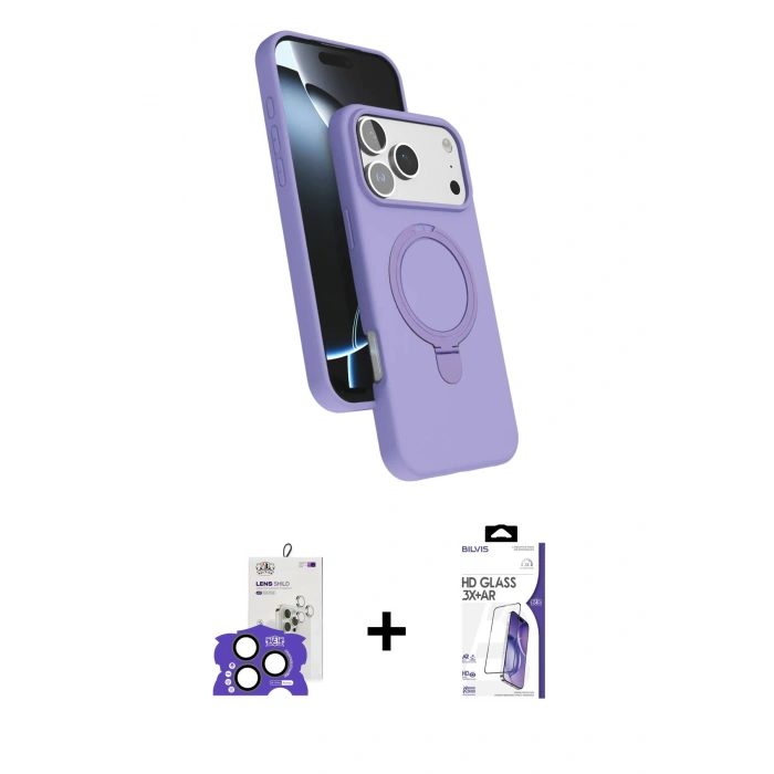 MARSİLYAN™- iPhone 17 Pro Max Kılıf İz Işık Koleksiyonu - Siyah Bilvis 3X AR HD Cam Ekran Koruyucu + Bilvis Titan Kamera Lens - NLGY