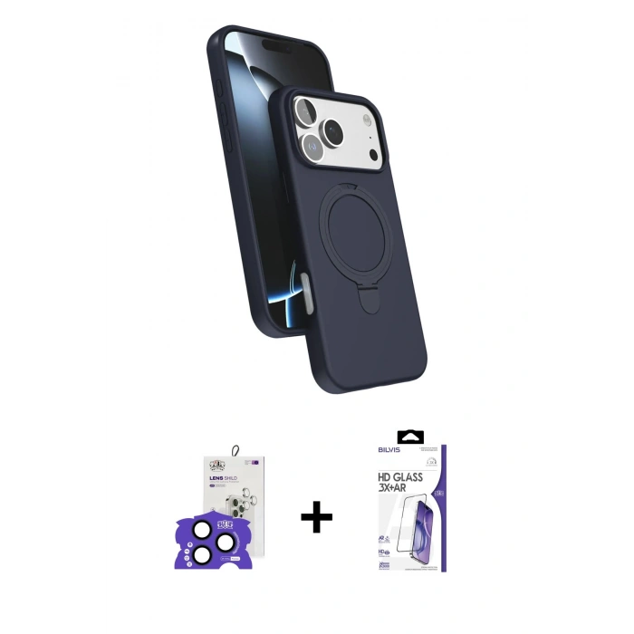 MARSİLYAN™- iPhone 17 Pro Max Kılıf İz Işık Koleksiyonu - Siyah Bilvis 3X AR HD Cam Ekran Koruyucu + Bilvis Titan Kamera Lens - LT