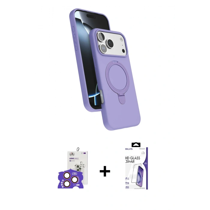MARSİLYAN™- iPhone 17 Pro Max Kılıf İz Işık Koleksiyonu - Siyah Bilvis 3X AR HD Cam Ekran Koruyucu + Bilvis Titan Kamera Lens - TU