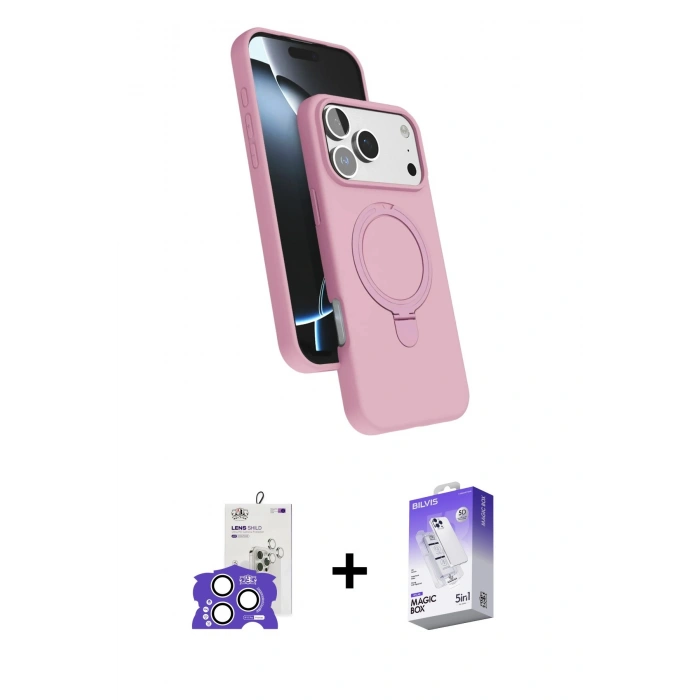 MARSİLYAN™- iPhone 17 Pro Max Kılıf İz Işık Koleksiyonu - Siyah Bilvis 5in1 3D Magic Cam Ekran Koruyucu + Bilvis Titan Kamera Lens - GS