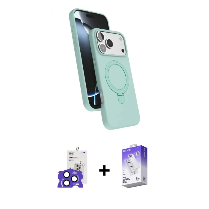 MARSİLYAN™- iPhone 17 Pro Max Kılıf İz Işık Koleksiyonu - Siyah Bilvis 5in1 3D Magic Cam Ekran Koruyucu + Bilvis Titan Kamera Lens - LT