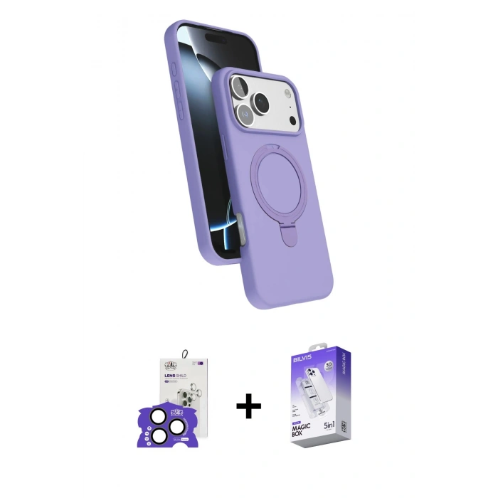 MARSİLYAN™- iPhone 17 Pro Max Kılıf İz Işık Koleksiyonu - Siyah Bilvis 5in1 3D Magic Cam Ekran Koruyucu + Bilvis Titan Kamera Lens - NLGY
