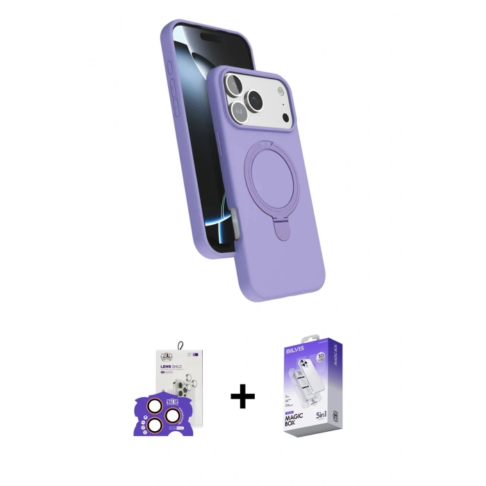 MARSİLYAN™- iPhone 17 Pro Max Kılıf İz Işık Koleksiyonu - Siyah Bilvis 5in1 3D Magic Cam Ekran Koruyucu + Bilvis Titan Kamera Lens - TU