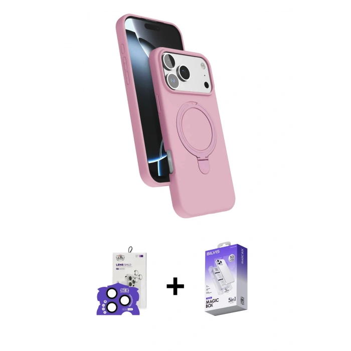 MARSİLYAN™- iPhone 17 Pro Max Kılıf İz Işık Koleksiyonu - Siyah Bilvis 5in1 3D Magic Cam Ekran Koruyucu + Bilvis Titan Kamera Lens - LT