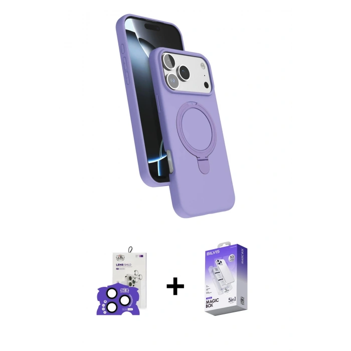 MARSİLYAN™- iPhone 17 Pro Max Kılıf İz Işık Koleksiyonu - Siyah Bilvis 5in1 3D Magic Cam Ekran Koruyucu + Bilvis Titan Kamera Lens - LT