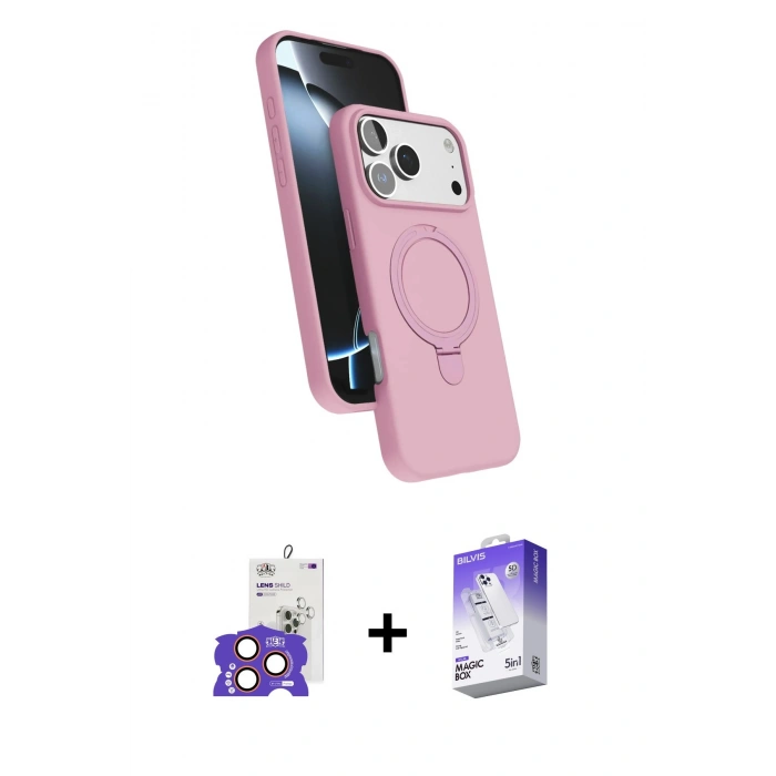 MARSİLYAN™- iPhone 17 Pro Max Kılıf İz Işık Koleksiyonu - Siyah Bilvis 5in1 3D Magic Cam Ekran Koruyucu + Bilvis Titan Kamera Lens - TU