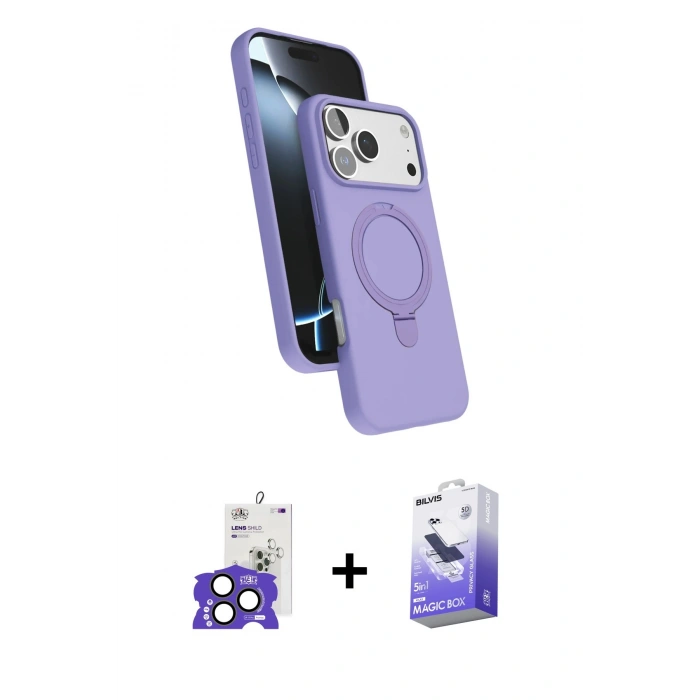 MARSİLYAN™- iPhone 17 Pro Max Kılıf İz Işık Koleksiyonu - Siyah Bilvis 5in1 5D Magic Hayalet Cam Ekran Koruyucu + Bilvis Titan Kamera Lens - NLGY