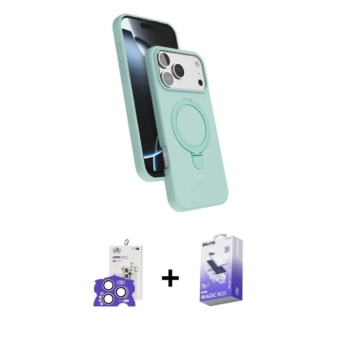 MARSİLYAN™- iPhone 17 Pro Max Kılıf İz Işık Koleksiyonu - Siyah Bilvis 5in1 5D Magic Hayalet Cam Ekran Koruyucu + Bilvis Titan Kamera Lens - GS
