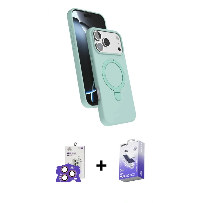 MARSİLYAN™- iPhone 17 Pro Max Kılıf İz Işık Koleksiyonu - Siyah Bilvis 5in1 5D Magic Hayalet Cam Ekran Koruyucu + Bilvis Titan Kamera Lens - TU