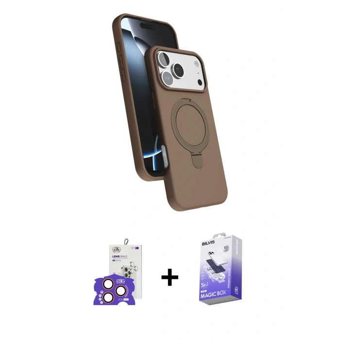MARSİLYAN™- iPhone 17 Pro Max Kılıf İz Işık Koleksiyonu - Siyah Bilvis 5in1 5D Magic Hayalet Cam Ekran Koruyucu + Bilvis Titan Kamera Lens - TU