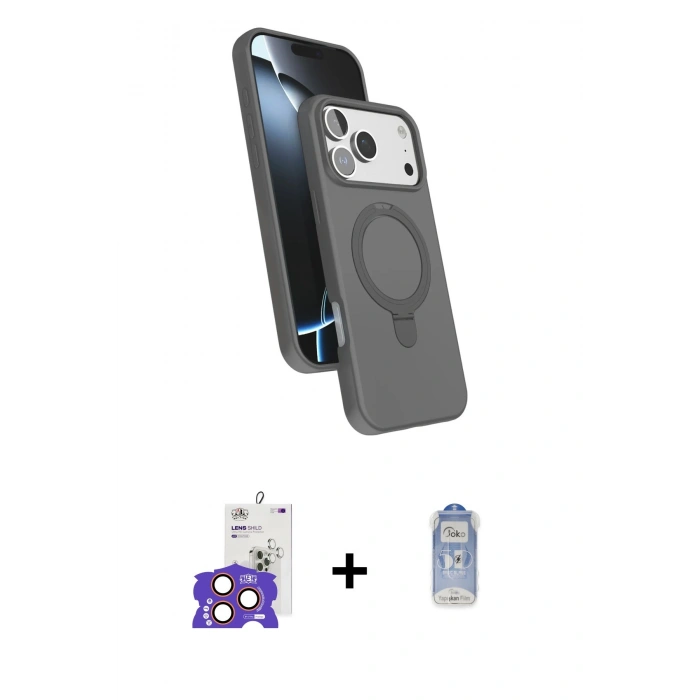 MARSİLYAN™- iPhone 17 Pro Max Kılıf İz Işık Koleksiyonu - Siyah Joko Magic 5D Cam + Bilvis Titan Kamera Lens - TU