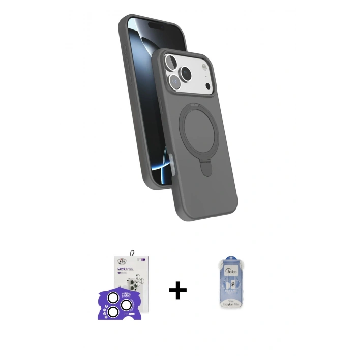 MARSİLYAN™- iPhone 17 Pro Max Kılıf İz Işık Koleksiyonu - Siyah Joko Magic 5D Cam + Bilvis Titan Kamera Lens - GS