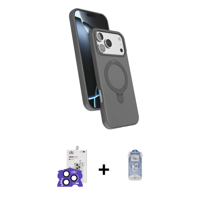 MARSİLYAN™- iPhone 17 Pro Max Kılıf İz Işık Koleksiyonu - Siyah Joko Magic 5D Cam + Bilvis Titan Kamera Lens - LT