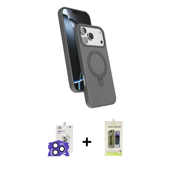 MARSİLYAN™- iPhone 17 Pro Max Kılıf İz Işık Koleksiyonu - Siyah Joko Magic 5D Hayalet Cam + Bilvis Titan Kamera Lens - LT