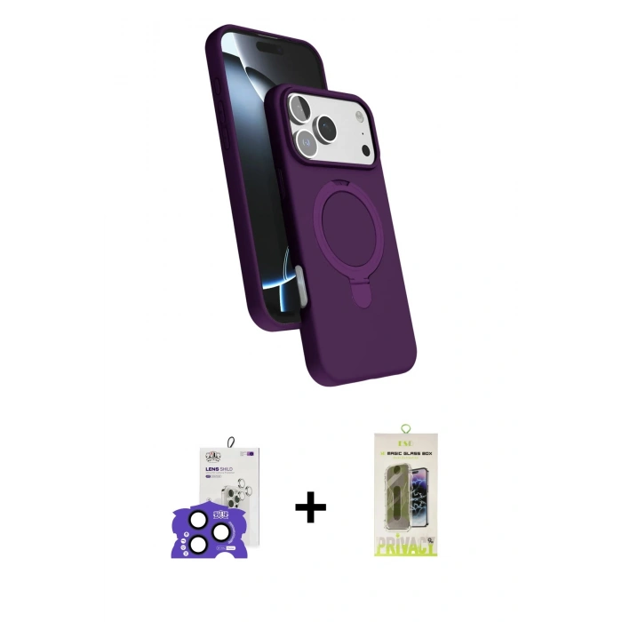 MARSİLYAN™- iPhone 17 Pro Max Kılıf İz Işık Koleksiyonu - Siyah Joko Magic 5D Hayalet Cam + Bilvis Titan Kamera Lens - LT