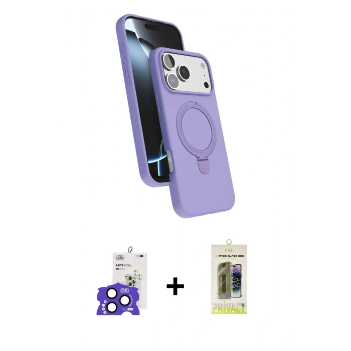 MARSİLYAN™- iPhone 17 Pro Max Kılıf İz Işık Koleksiyonu - Siyah Joko Magic 5D Hayalet Cam + Bilvis Titan Kamera Lens - LT
