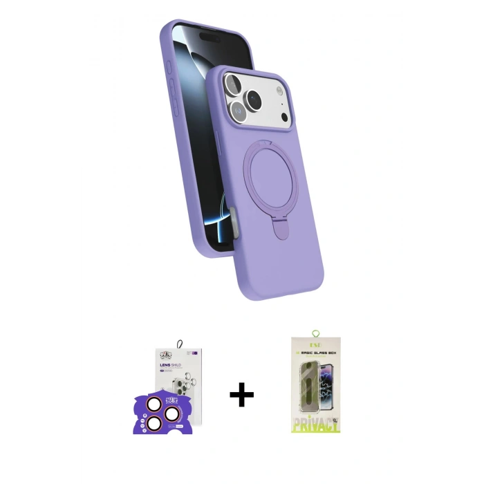 MARSİLYAN™- iPhone 17 Pro Max Kılıf İz Işık Koleksiyonu - Siyah Joko Magic 5D Hayalet Cam + Bilvis Titan Kamera Lens - TU