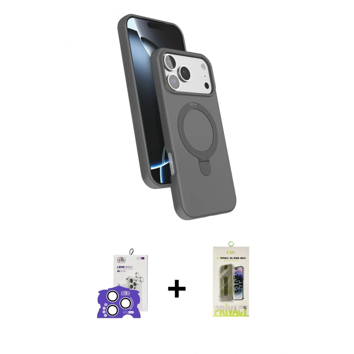 MARSİLYAN™- iPhone 17 Pro Max Kılıf İz Işık Koleksiyonu - Siyah Joko Magic 5D Hayalet Cam + Bilvis Titan Kamera Lens - GS