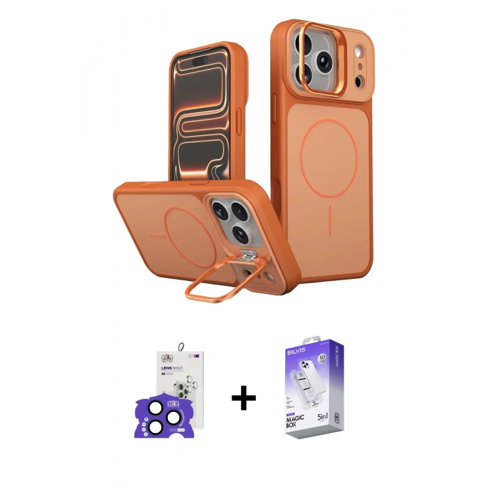 MARSİLYAN™- iPhone 17 Pro Max Kılıf İz Modern Prime - Siyah Bilvis 5in1 3D Magic Cam Ekran Koruyucu + Lacivert Bilvis Titan Kamera Lens