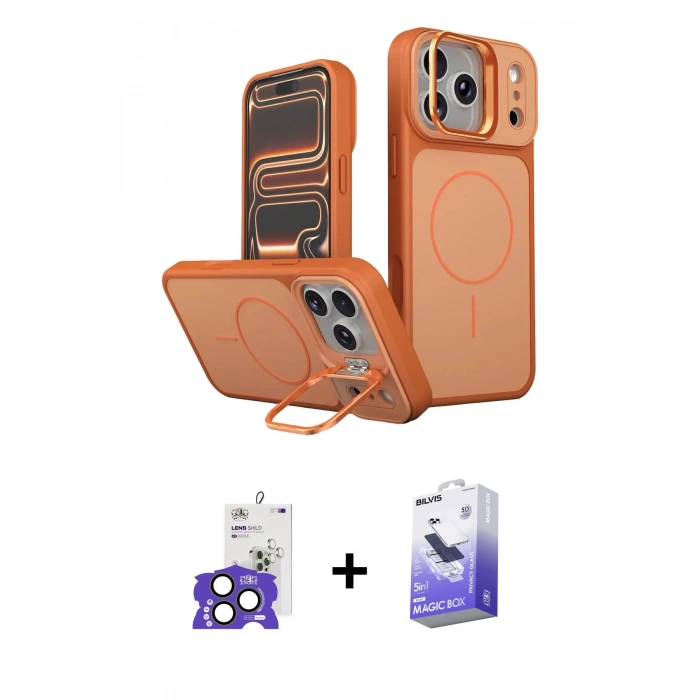 MARSİLYAN™- iPhone 17 Pro Max Kılıf İz Modern Prime - Siyah Bilvis 5in1 5D Magic Hayalet Cam Ekran Koruyucu + Bilvis Titan Kamera Lens - NLGY