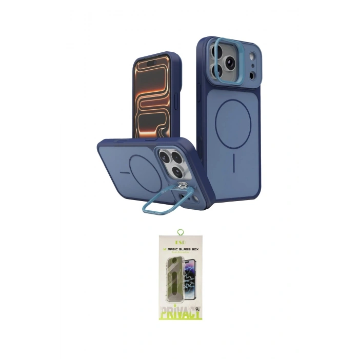 MARSİLYAN™- iPhone 17 Pro Max Kılıf İz Modern Prime - Siyah Joko Magic 5D Hayalet Cam