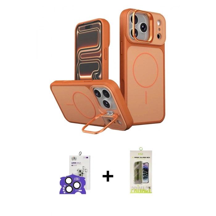 MARSİLYAN™- iPhone 17 Pro Max Kılıf İz Modern Prime - Siyah Joko Magic 5D Hayalet Cam + Bilvis Titan Kamera Lens - NLGY