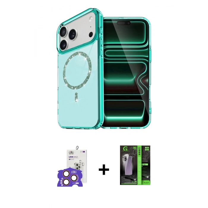 MARSİLYAN™- iPhone 17 Pro Max Kılıf Kıvılcım Form Prime - Şeffaf 360 Full Body Arka Koruyucu + Bilvis Titan Kamera Lens - TU