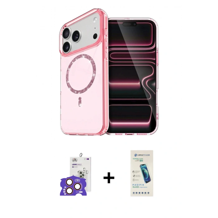 MARSİLYAN™- iPhone 17 Pro Max Kılıf Kıvılcım Form Prime - Şeffaf Pasifik Cam Ekran Koruyucu + Bilvis Titan Kamera Lens - TU