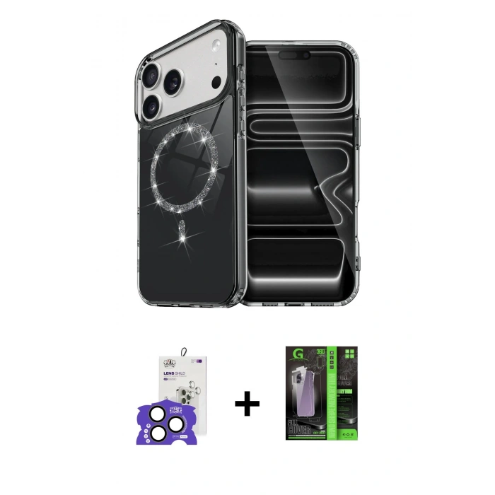 MARSİLYAN™- iPhone 17 Pro Max Kılıf Kıvılcım Form Prime - Siyah 360 Mat Full Body Arka Koruyucu + Bilvis Titan Kamera Lens - NLGY