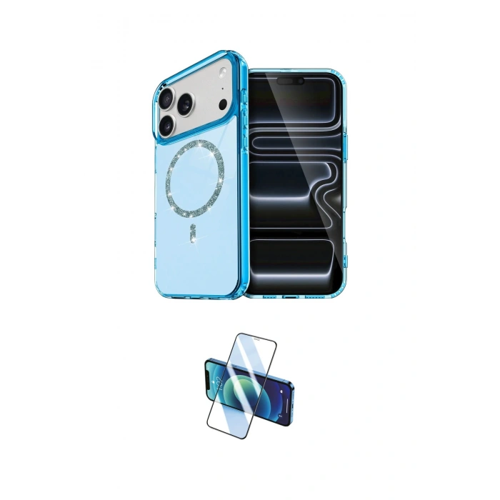 MARSİLYAN™- iPhone 17 Pro Max Kılıf Kıvılcım Form Prime - Siyah 3D Antistatik Cam Ekran Koruyucu