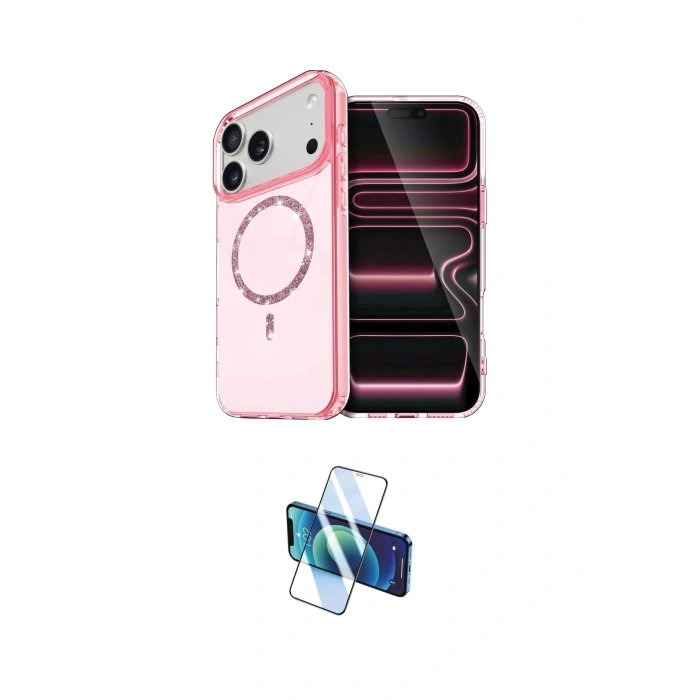 MARSİLYAN™- iPhone 17 Pro Max Kılıf Kıvılcım Form Prime - Siyah 3D Antistatik Cam Ekran Koruyucu